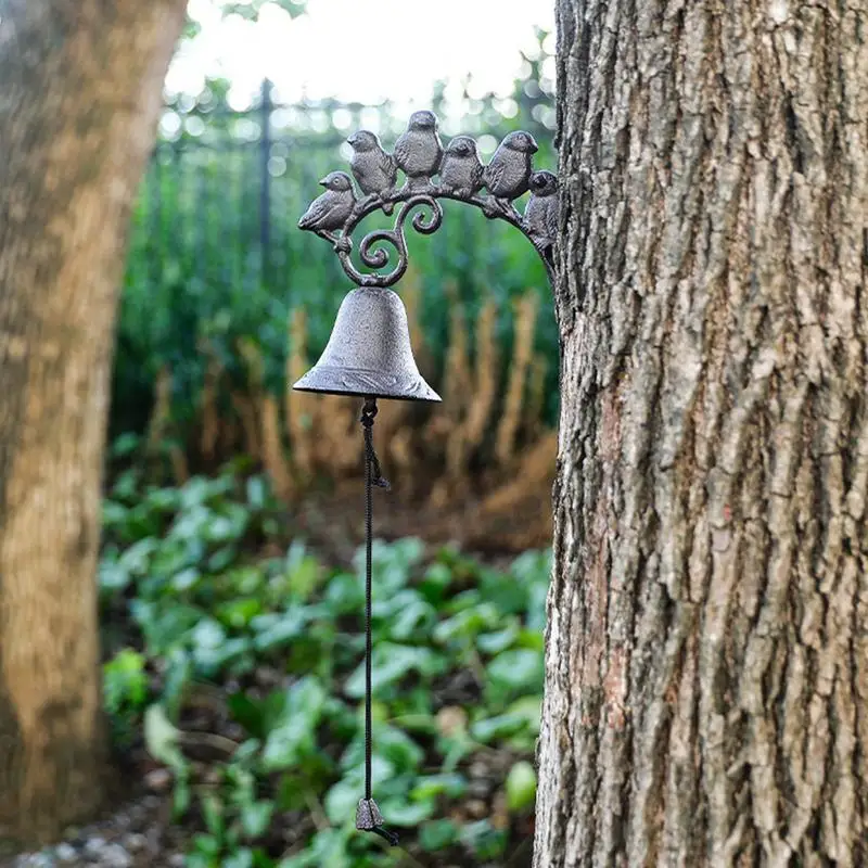 Vintage Doorbell Wall Mounted Welcome Door Bell With 6 Birds Cast Iron Farm Home House Outside Decorative Accent Bells