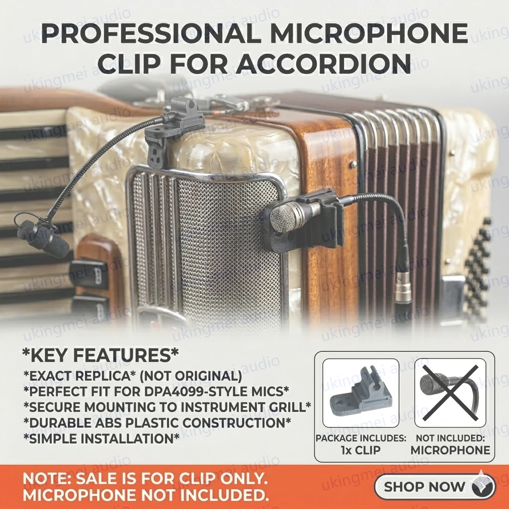

Accordion Microphone Clip Mount Holder Compatible with DPA 4099 Precise Slot Design Replica for Gooseneck Instrument Mic Clamp