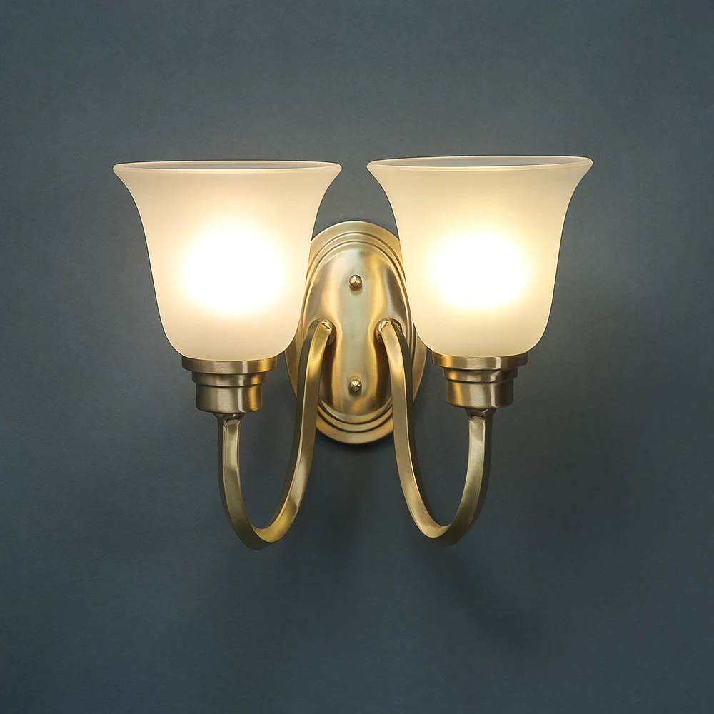 

American Style Wall Lamp European Style Bedside Lamp Bedroom Living Room High-end Wall light All Copper French Retro Stair Lamp