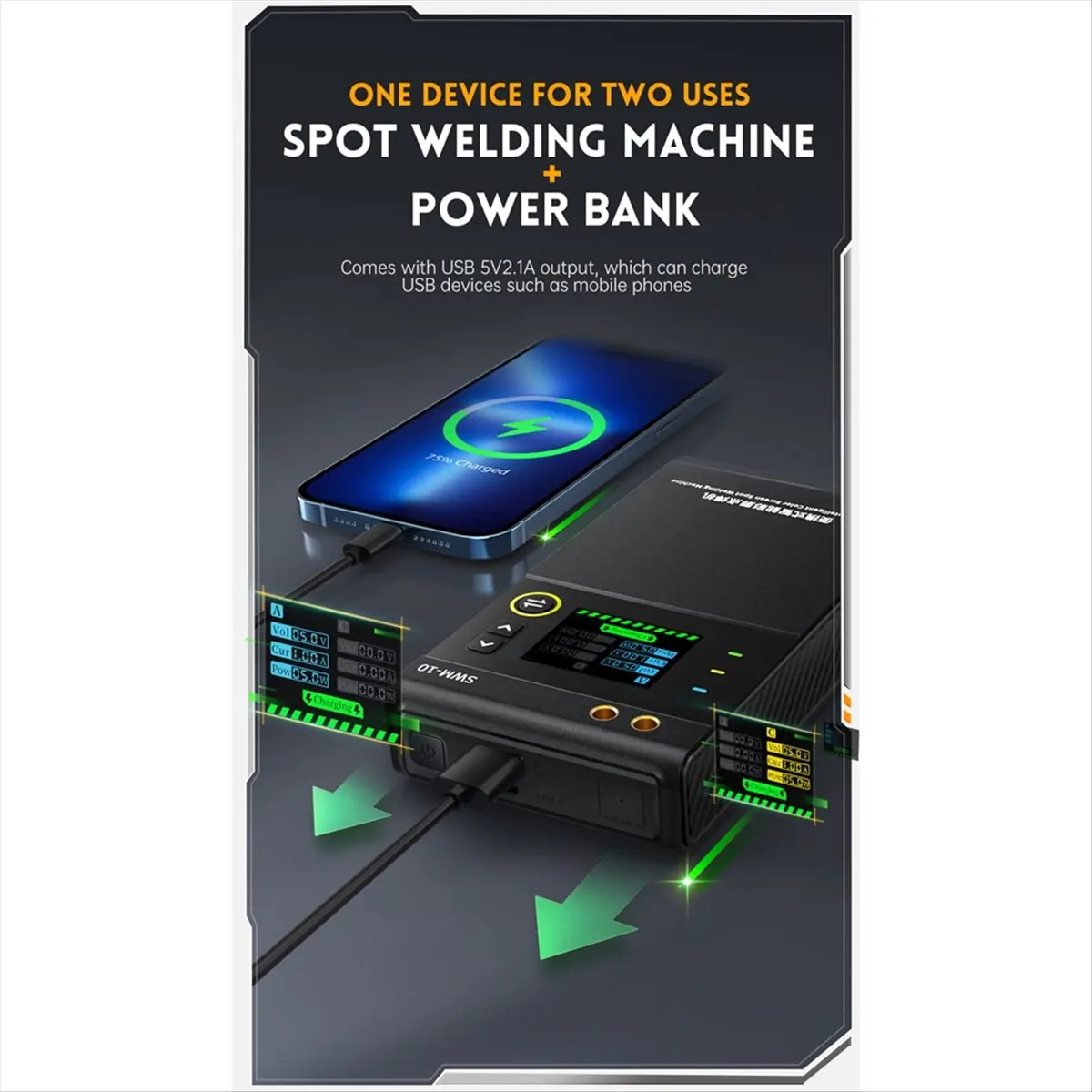 【Welding Accessories】 -10 Portable Battery Spot Welder DIY Welding Machine 18650 Battery Pack Welding Tool 5000Mah Weldable 0.25