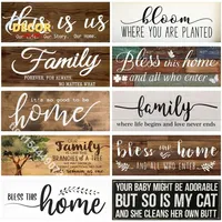 Vintage Home Family Wood Sign for Welcome Wooden Plaque Painting Bless Picture Hanging Plaques House Wall Room Door Decoration