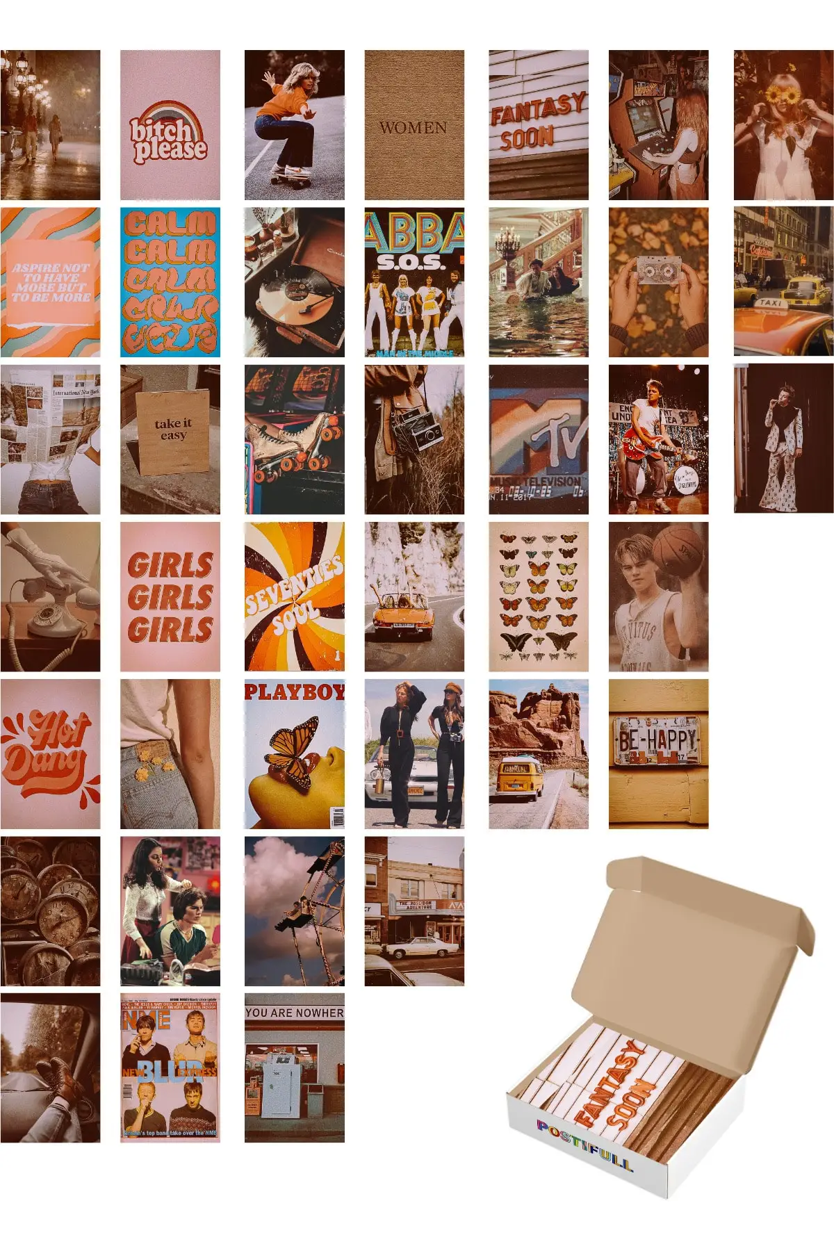 

Vintage Wall Poster Collage Set-40 Pcs-Aesthetic-Retro Poster Set-10cm * 15cm