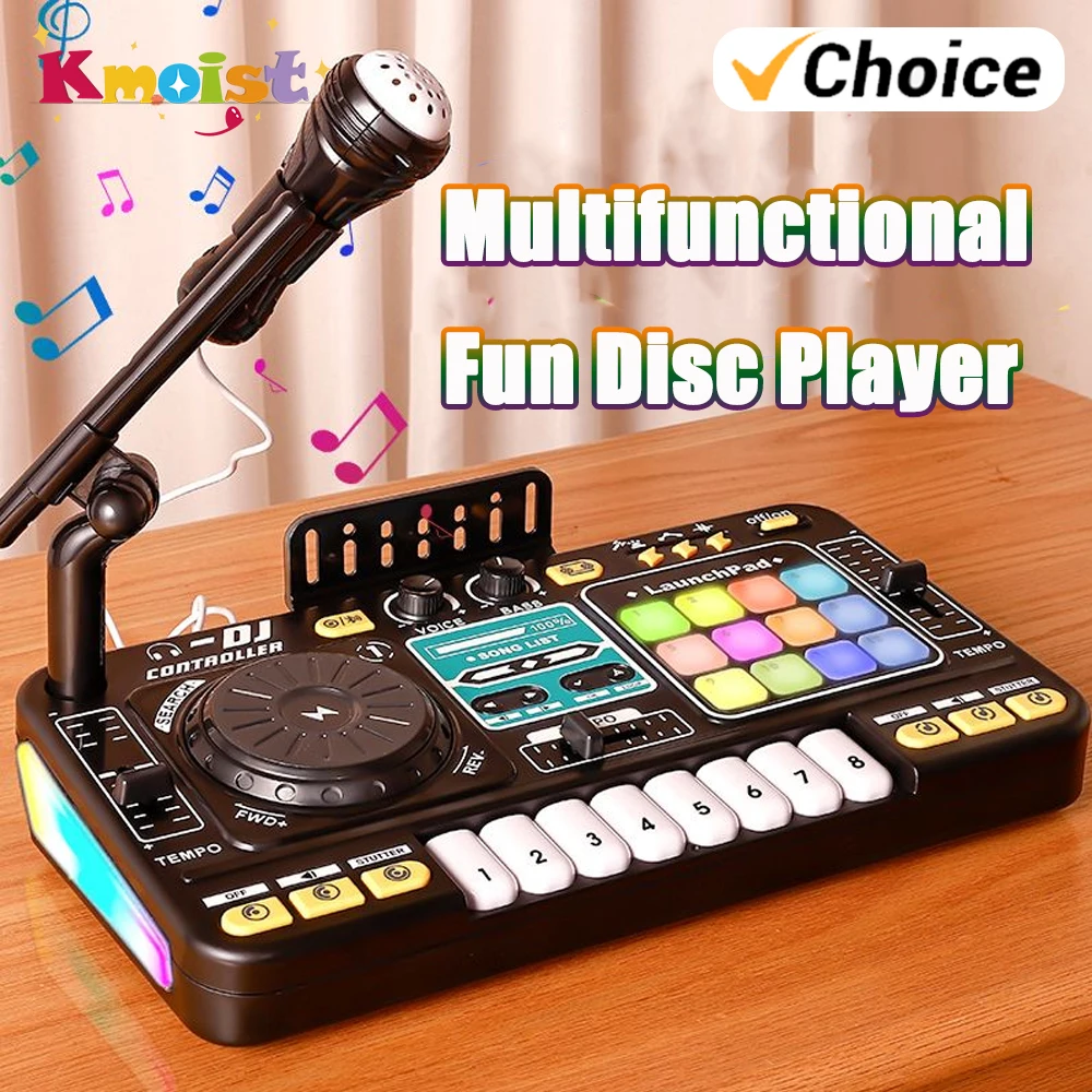 Playable Instrument Beginner Children Multifunctional Bluetooth Version DJ Mixer Disc Player with Microphone Toys for Kids gifts