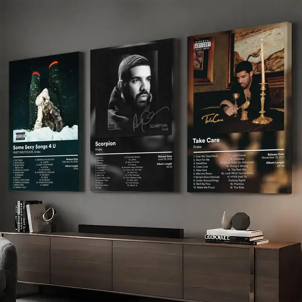 D-Drake Album Cover Rapper Painting Calligraphy HD Canvas Print Poster Wall Art | Optional Frame | Modern Hallway Decor