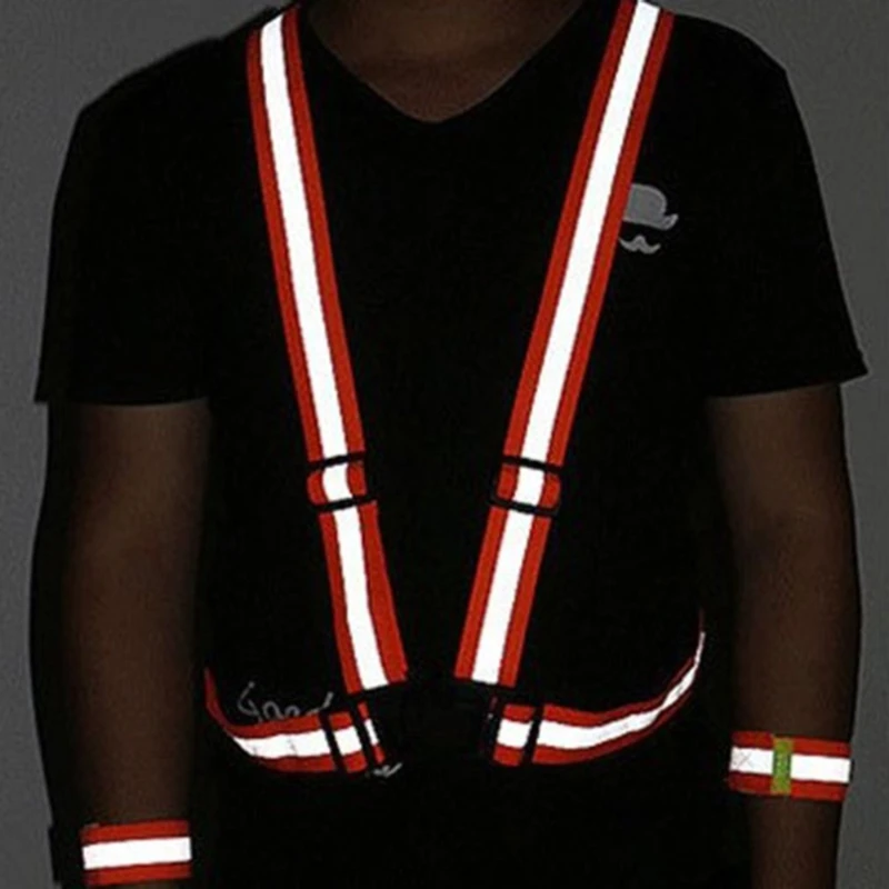 New Highlight Reflective Straps Night Running Riding Clothing Vest Adjustable Safety Vest Elastic Band For Adults and Children