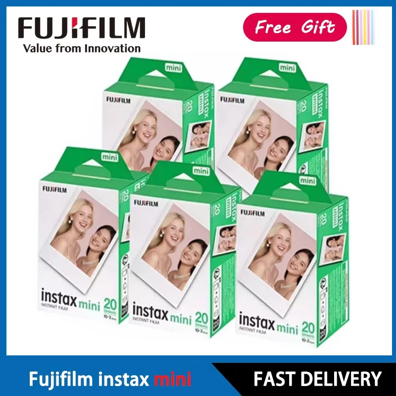 الأصلي 10 20 40 60 80 100 ورقة Fujifilm Instax Mini Film White Edge لكاميرا الصور الفورية FUJI 12 (تاريخ انتهاء الصلاحية: 2027)