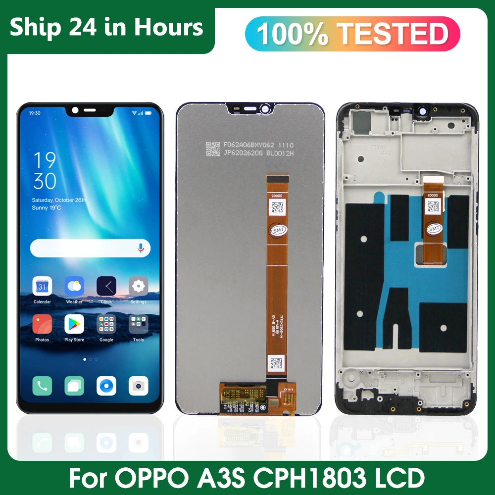 

6.2" For Oppo A3s LCD Display Replacement+Touch Screen Digitizer,For Oppo A3S CPH1803 CPH1853 CPH1805 Display,with Frame
