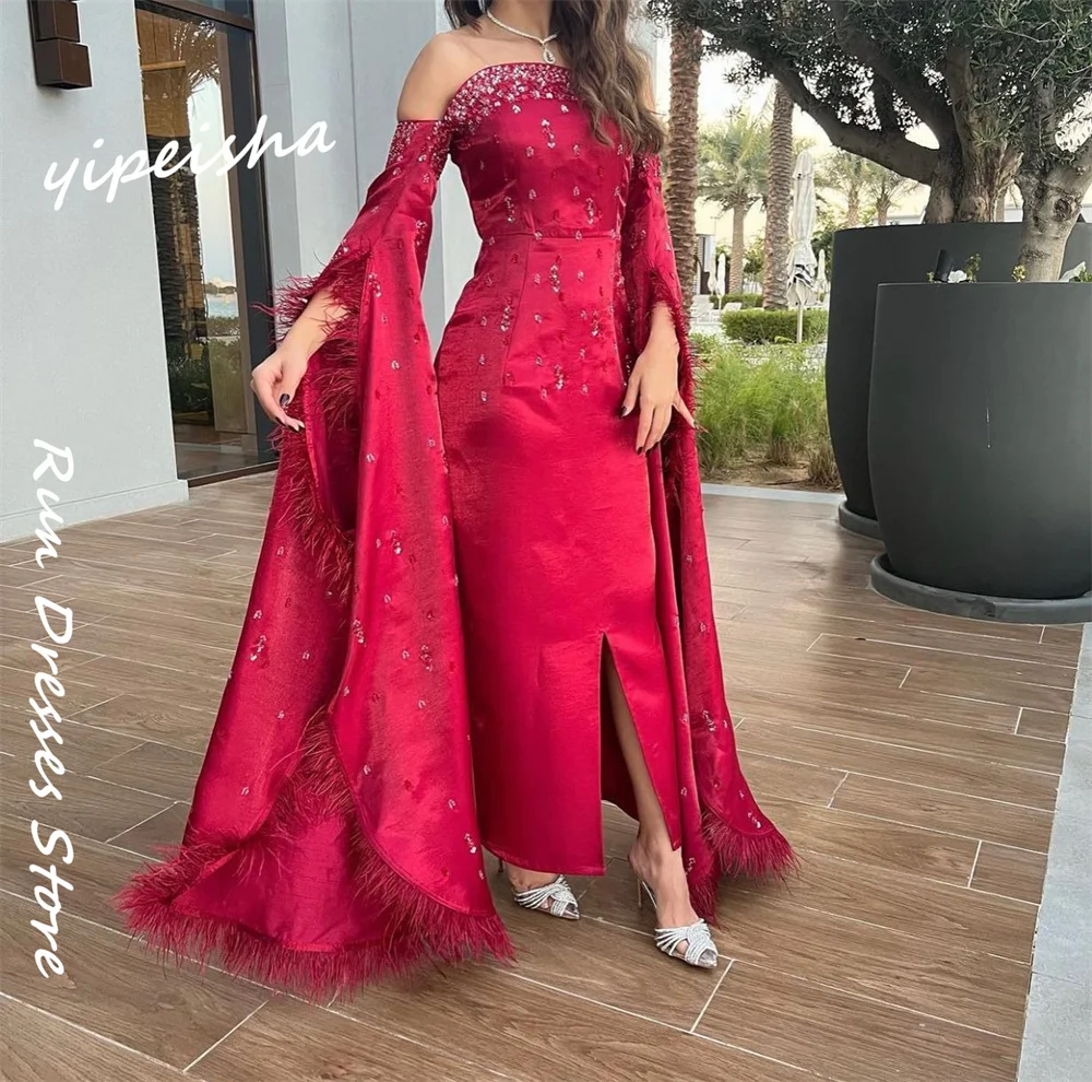 Customized Prom  Dress Yipeisha Elegant Off-the-shoulder Mermaid Sweep/Brush  Dresses Rhinestone s Vestidos De 15 E