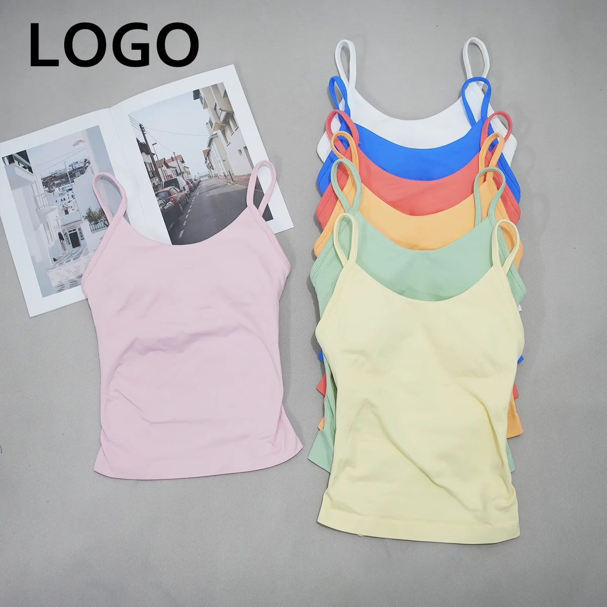 DF-logo Origin Strappy Yoga Top Women Seamless Tank Top Butter Soft Sleeveless Fitness Vest Breathable Quick Dry Gym Workout