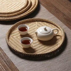 Hand-Woven Round Bamboo Sieve, Hand-painted Bamboo Raft, Dustpan, DIY Decorative Fruit Bread Basket, Kitchen Storage Tray