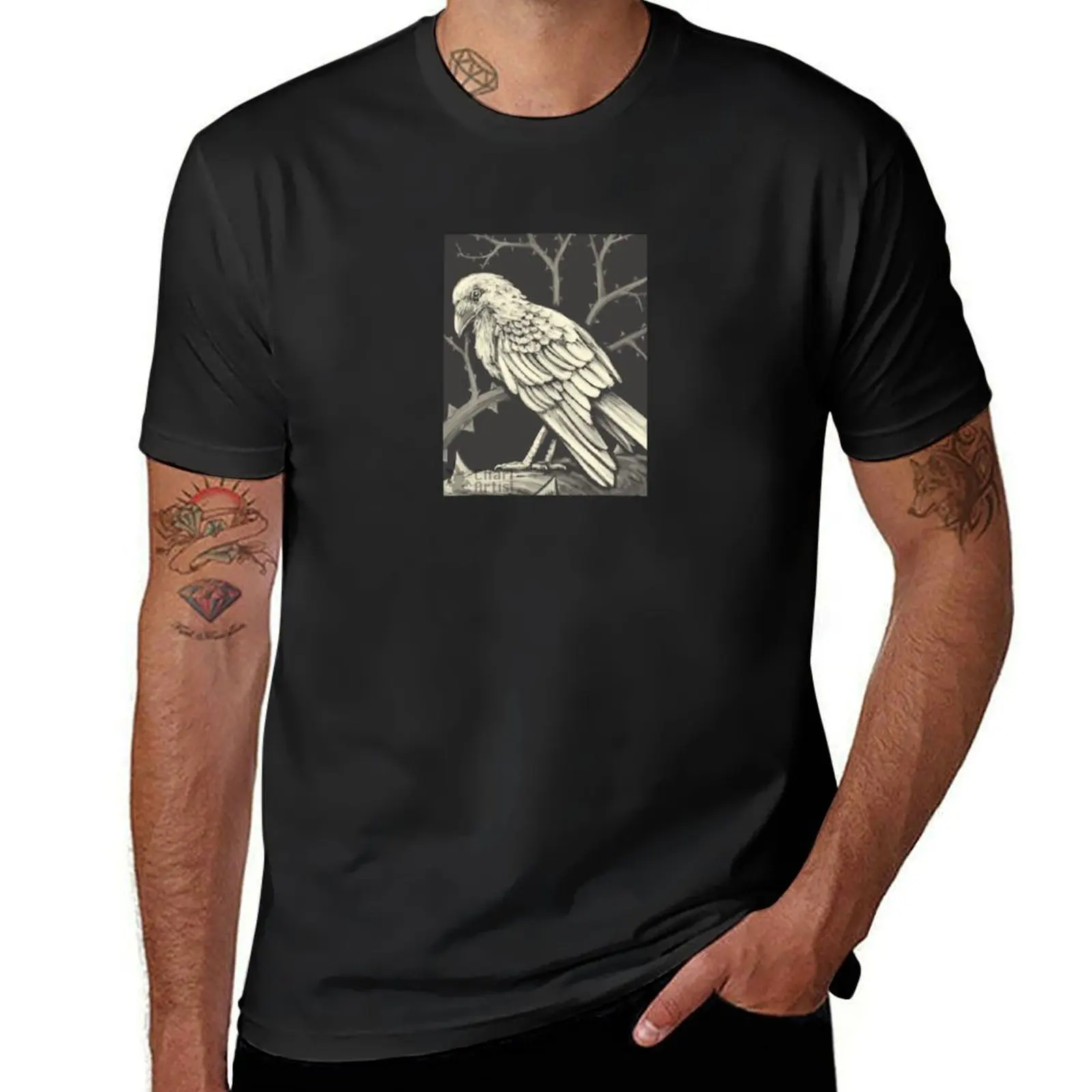 Leucistic Crow - Perch T-Shirt animal prinfor boys plain blacks mens vintage t shirts