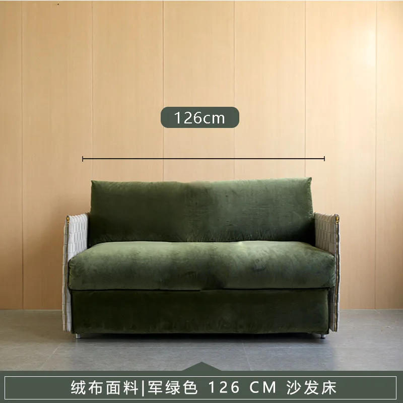 Vintage Folding Flip Sofa Bed with Mattress Headboard