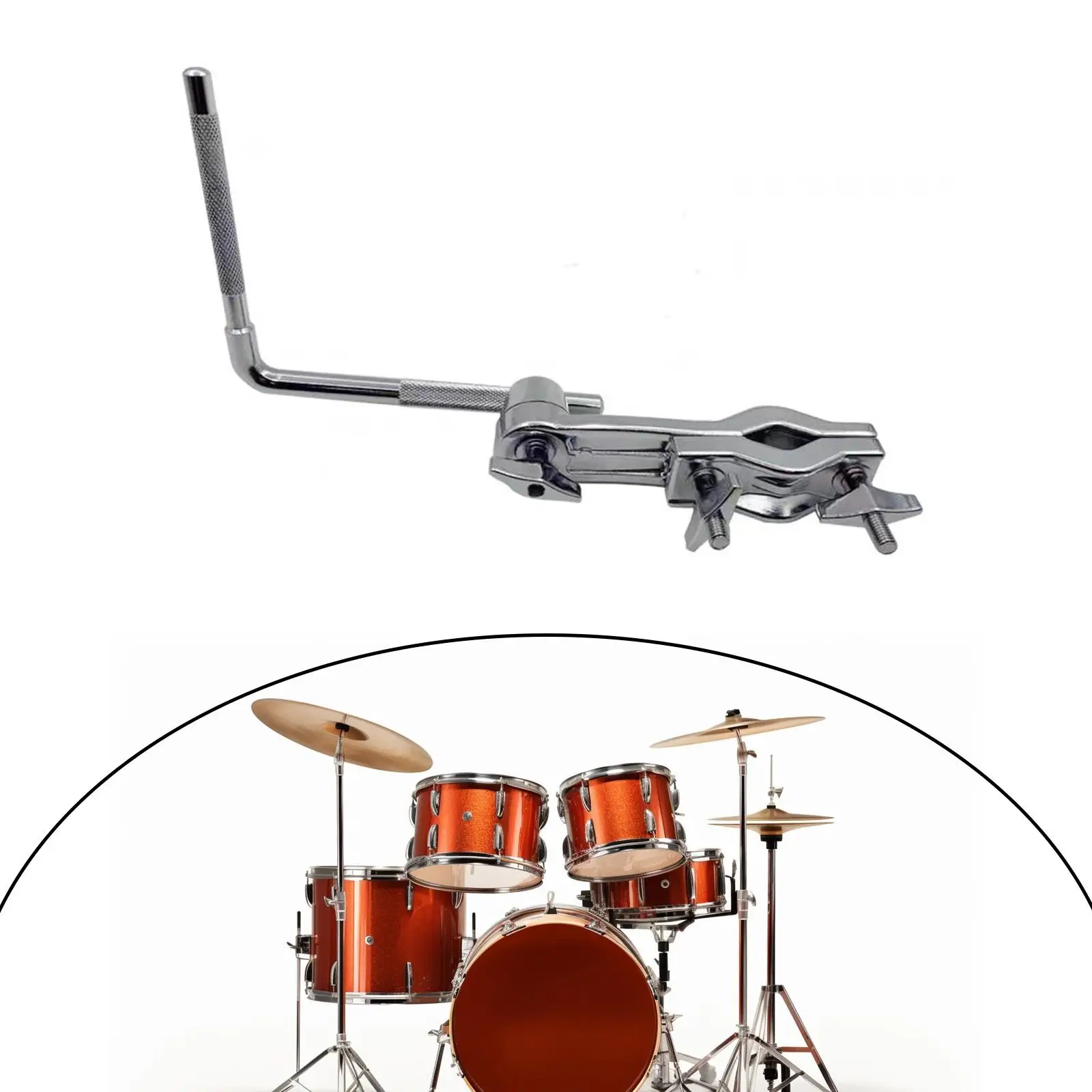 

Drum Cowbell Clamp Adjustable Musical Instrument Metal Easy to Install L Arm Cowbell Holder Cowbell Percussion L Rod Holder