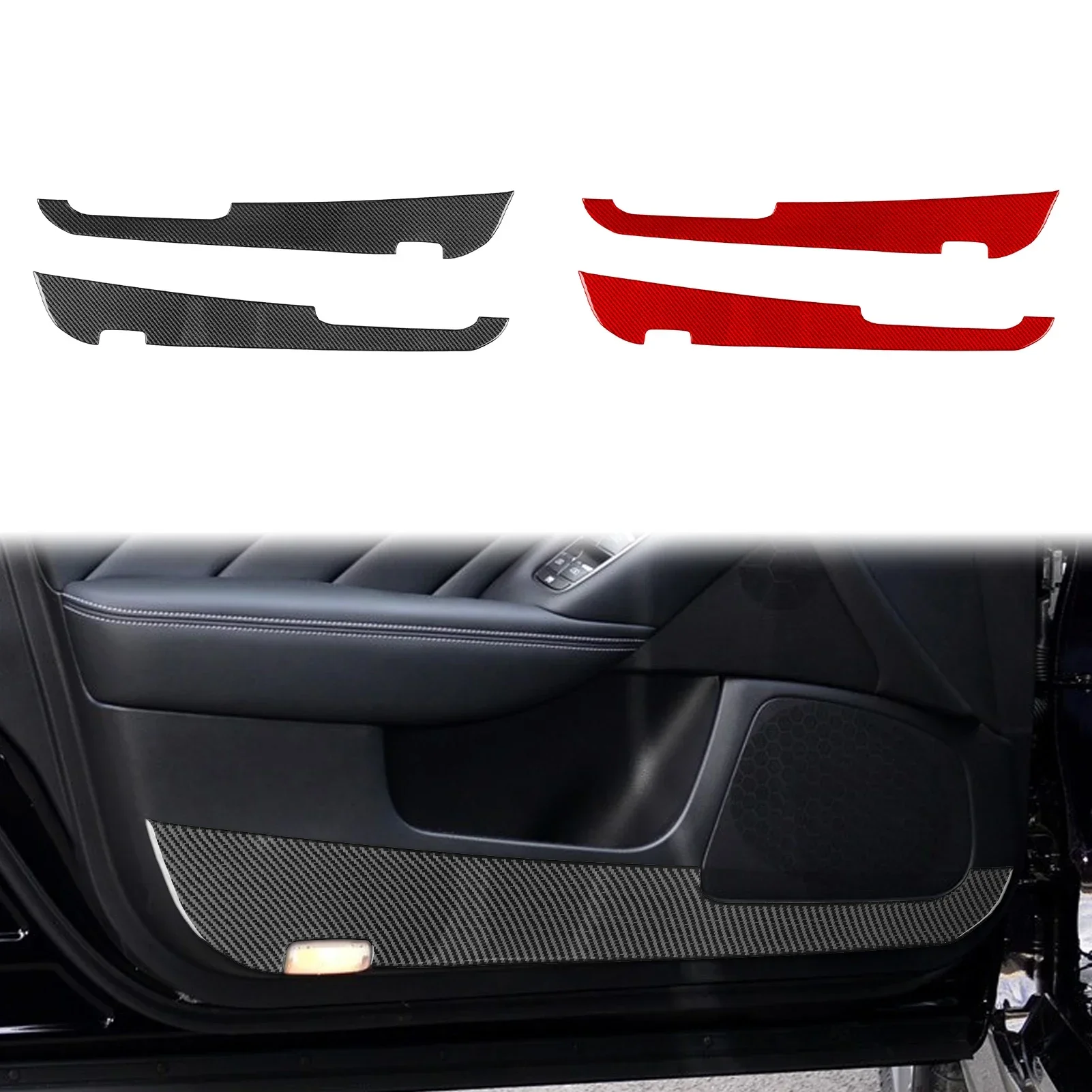 For Infiniti Q50 2014——2020 Real Carbon Fiber Car Front Door Protector Panel Cover Trim Sticker Decorative Accessories