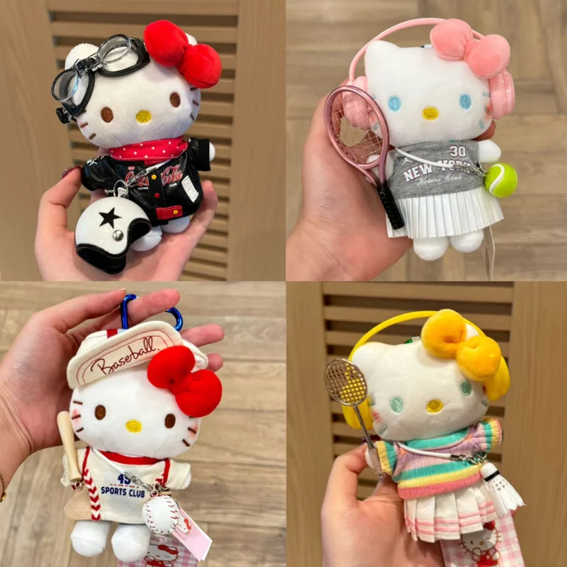 Kt猫のかわいいぬいぐるみセット、バイクの運転手、テニスプレーヤーのスタイル、バックパックペンダント、携帯電話ペンダント、キーホルダー人形、完璧なフェスティバルギフト