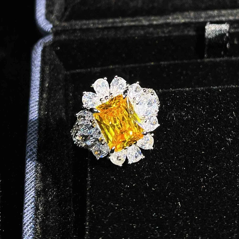 925 Sterling Silber Mode Luxus Funkelnder Zirkon Ring Ohrringe Anhänger Set, Geburtstags- und Jubiläumsgeschenk, Damenschmuck – Detail 7