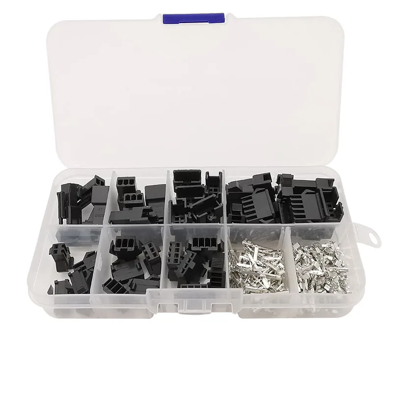 200Pcs/Box 2.54mm Pitch JST SM Connector Plug 2/3/4/5Pin Male Female Housing Wire Connector Assortment Kit