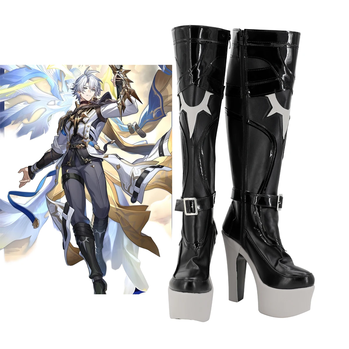 

Honkai Star Rail Phainon Обувь для косплея Черные ботинки на заказ Любой размер