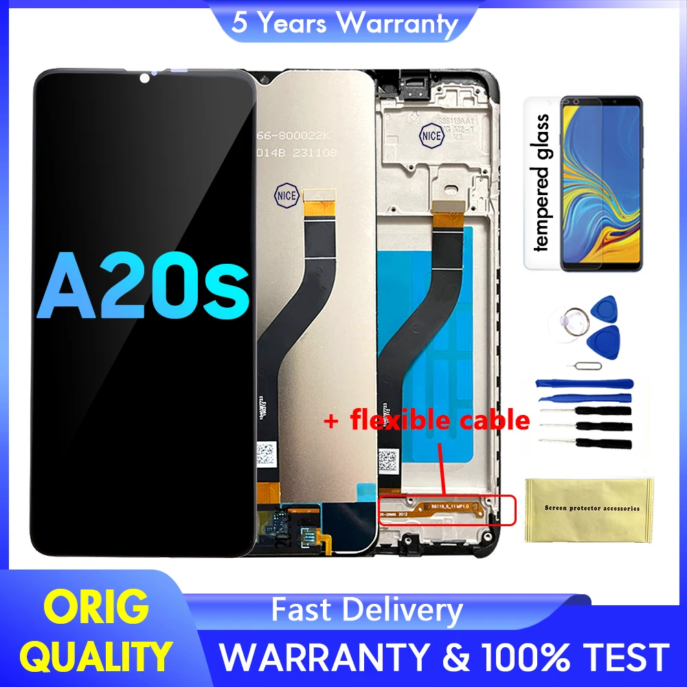 100% Tested Touch Screen with Display for Samsung A20s LCD Digitizer for Galaxy SM-A207F SM-A207M SM-A2070 Assembly Replacement