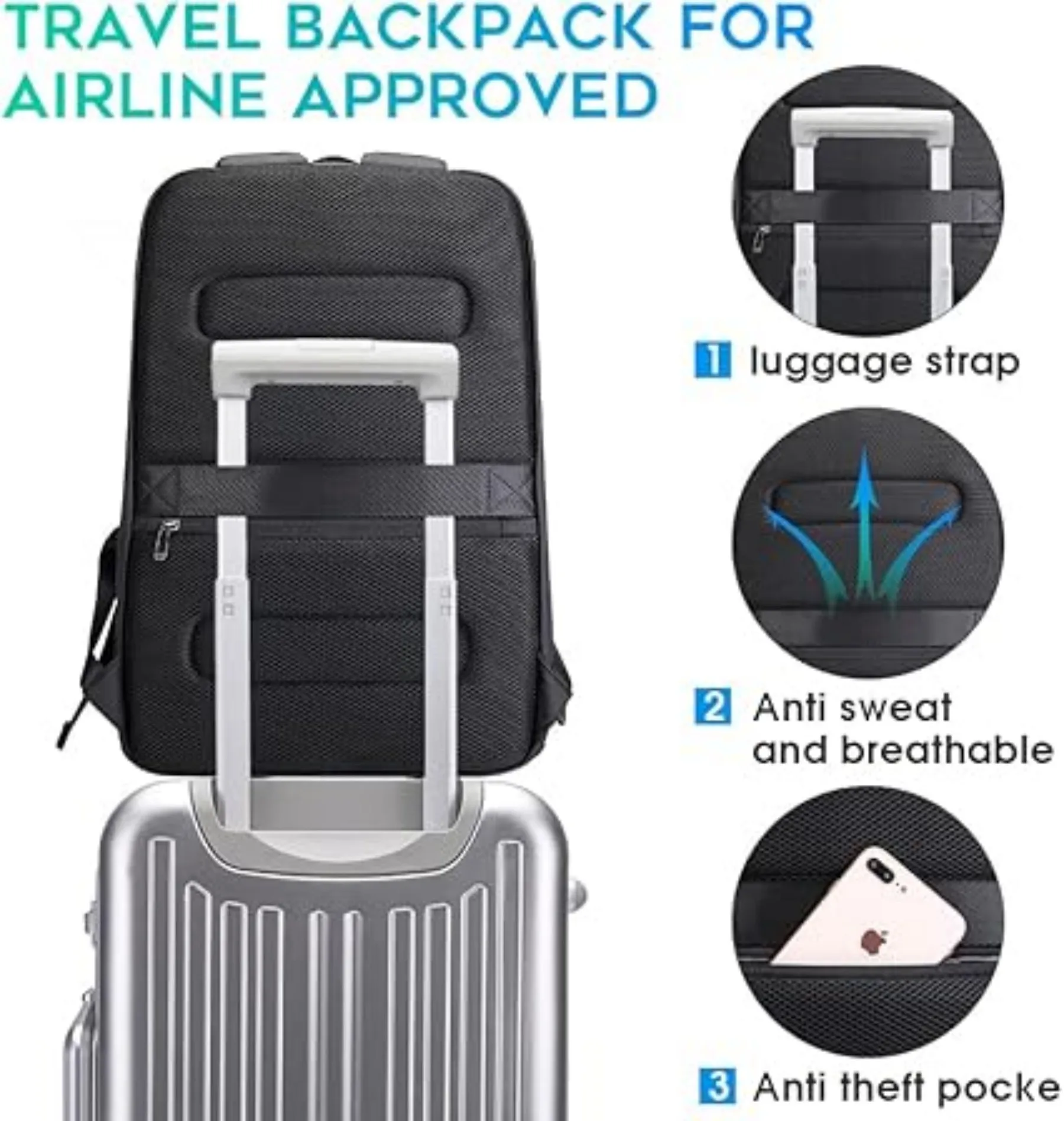mochila blue lock Business Smart Backpack Waterproof fit 15.6Inch Laptop Backpack with USB Charging Port,Travel Durable Backpack