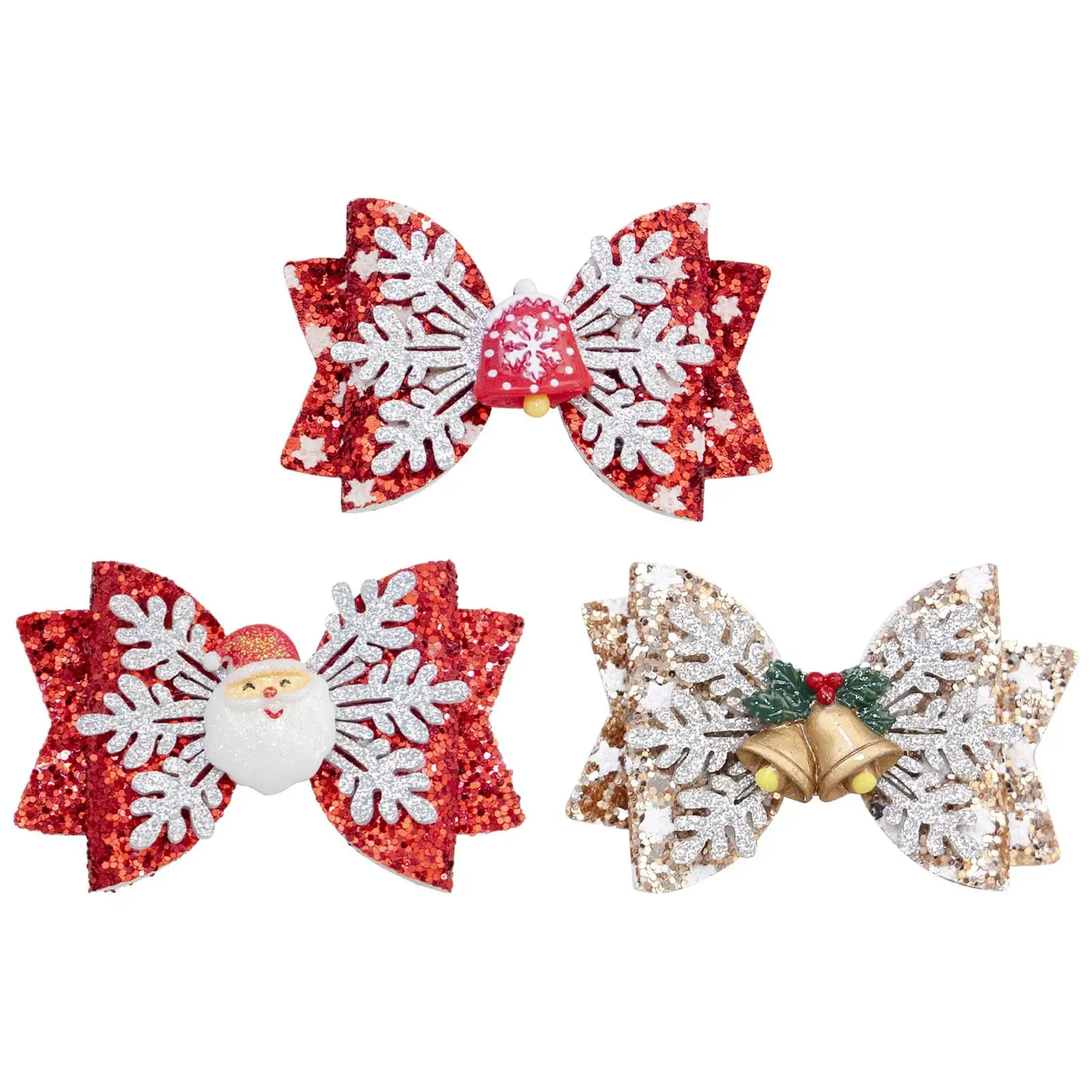 Christmas Hair Bow Sparkly Fashion Sequin Hairpin for Prom Anniversary Party