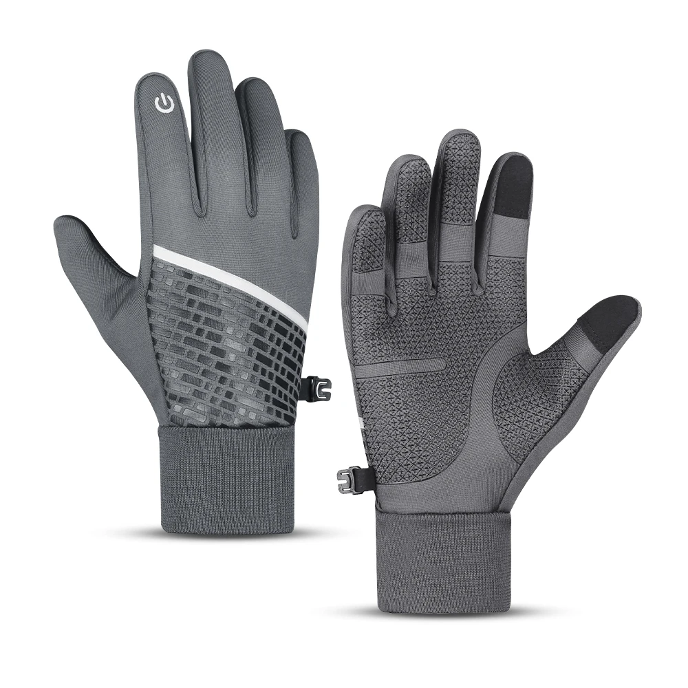 

Winter Cycling Gloves Grey Touchscreen Warm Gloves Outdoor Sports Thermal Fleece Running Ski Motorcycle Gloves Men