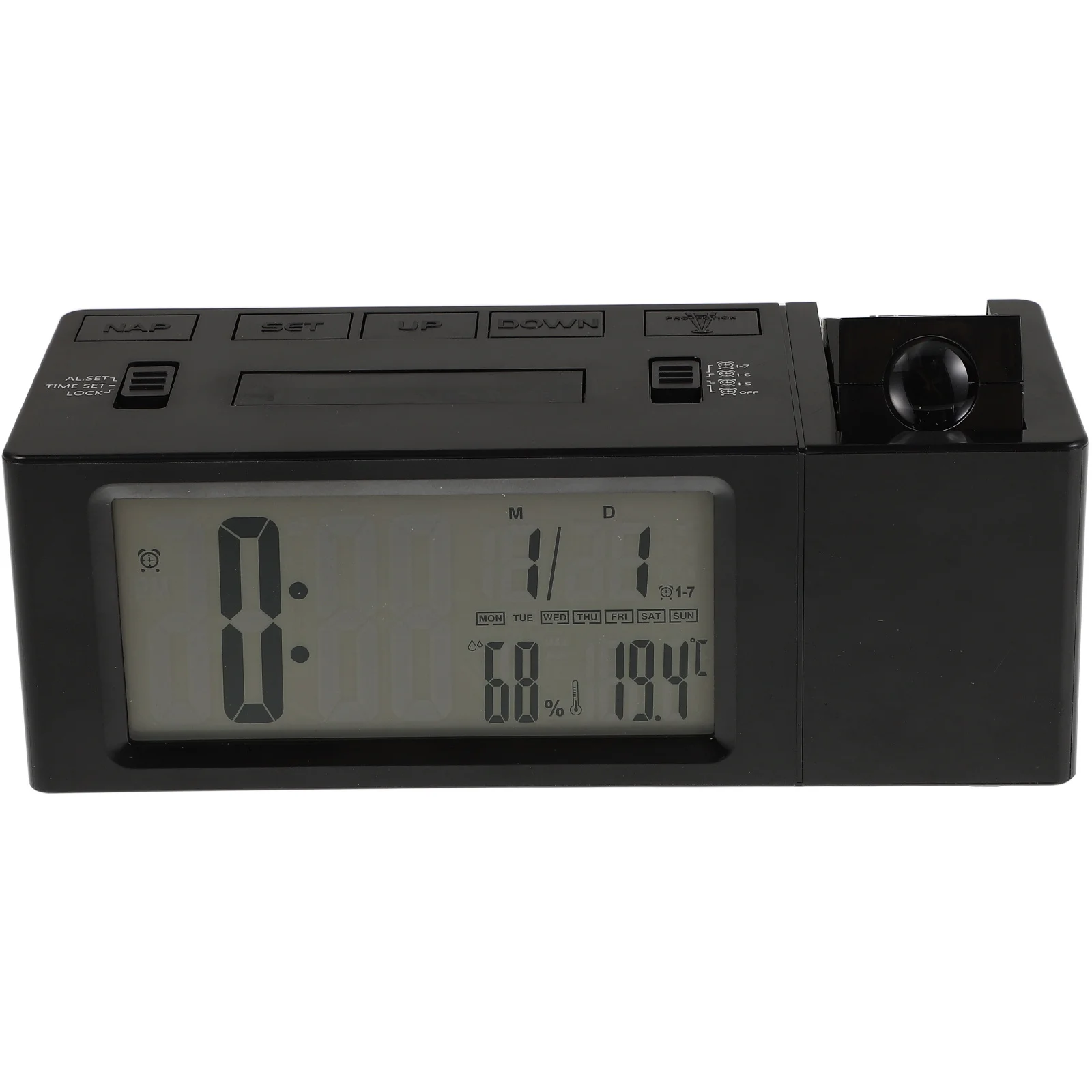 

LED Digital Alarm Clock Projector on Ceiling Wall Adjustable Brightness Silent Operation Night Light for Bedroom Children Rooms