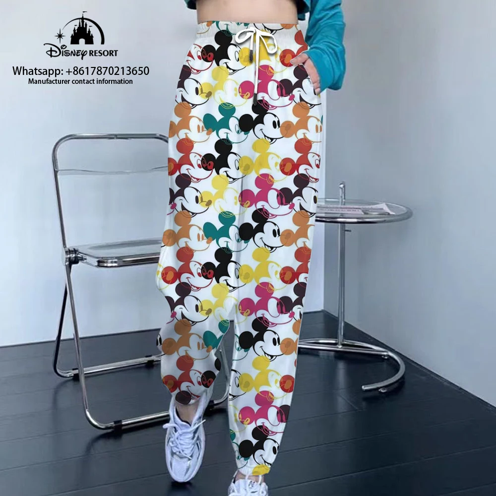 Mickey Minnie and Stitch cartoon print autumn hot sale women's fashion casual jogging sports pants street style drawstring pants