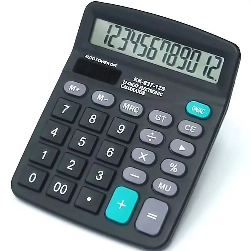 Calculators, KK-837-12S Standard Function Desktop Calculator, 12 Digit Large LCD Display, Battery and Solar Powered Basic Calcul