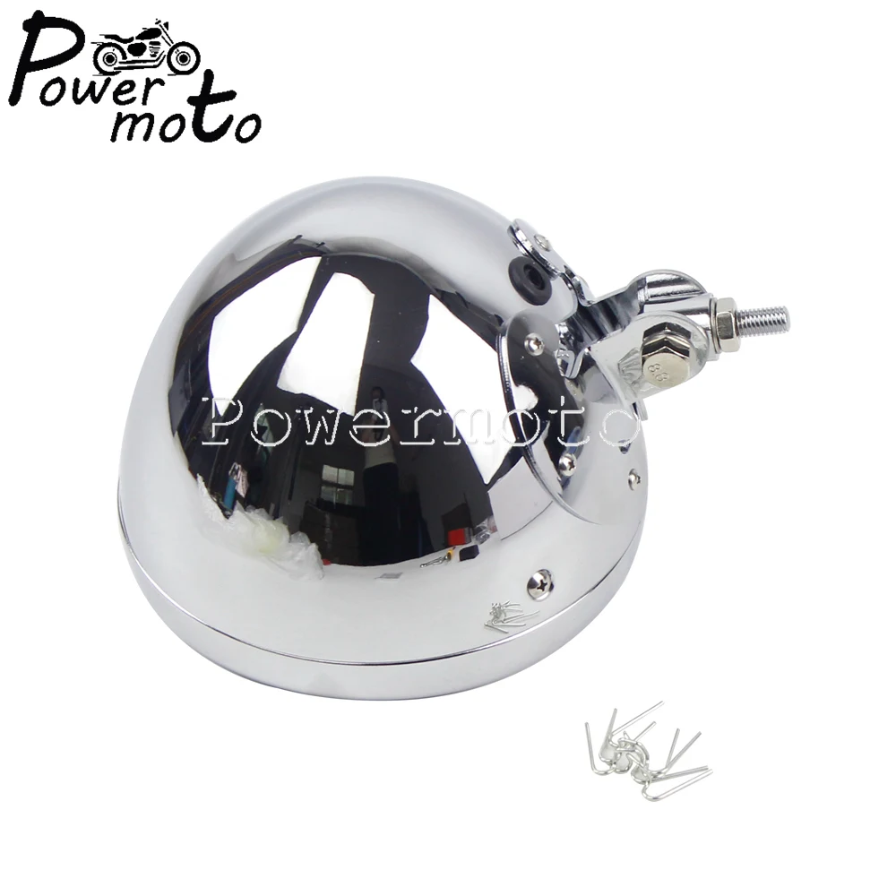 Chrome Universal 7 inch Bottom Mount Headlight Housing Shell For Harley Sportster Dyna Custom Headlamp Light Bulb Bucket Cover