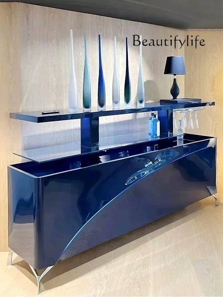 X Automatic Lift Dining Side Modern Minimalist Solid Wood Paint Lift Wine Cabinet Bar Locker