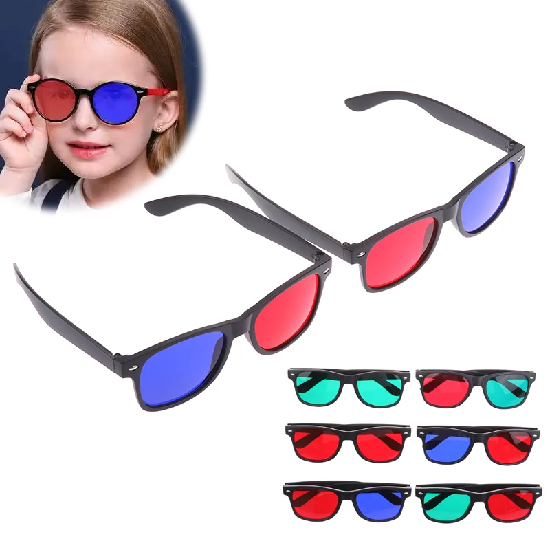 Image of Schwarzer Rahmen, rot, blau, grün, 3D-Brille für Amblyopie-Training, Sehkorrektur, Trainingspraxis für Teenager
