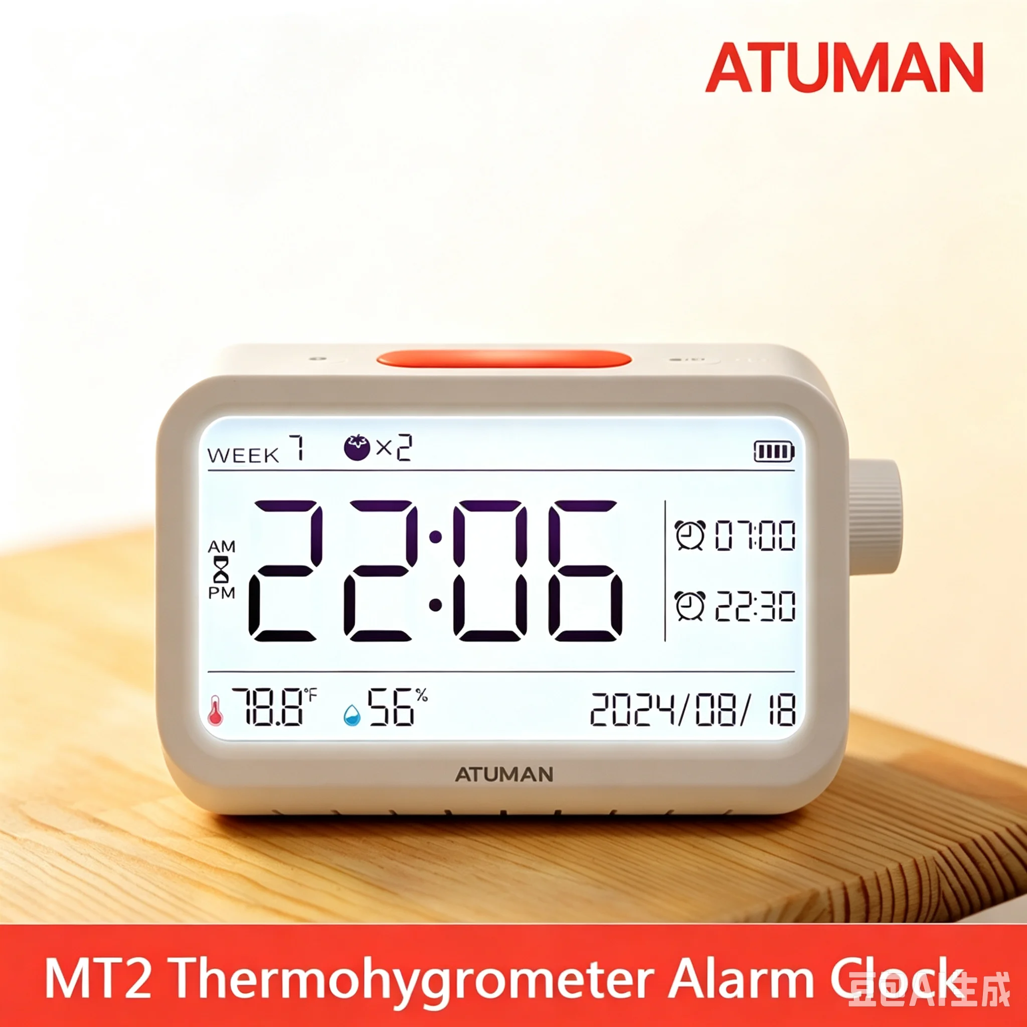 DUKA MT2 Thermohygrometer Alarm Clock Multi-function Temperature and Humidity Meter Sensor Hygrometer for Home Weather Station