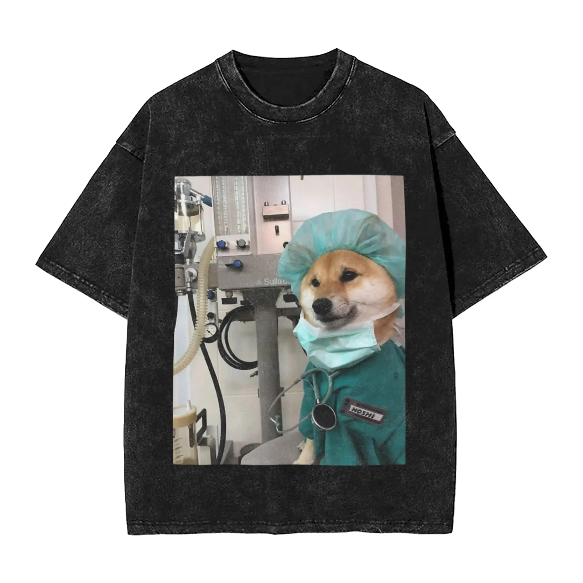 doctor shiba dog Unique Chic A Vintage Oversized Cotton Unisex T-Shirts