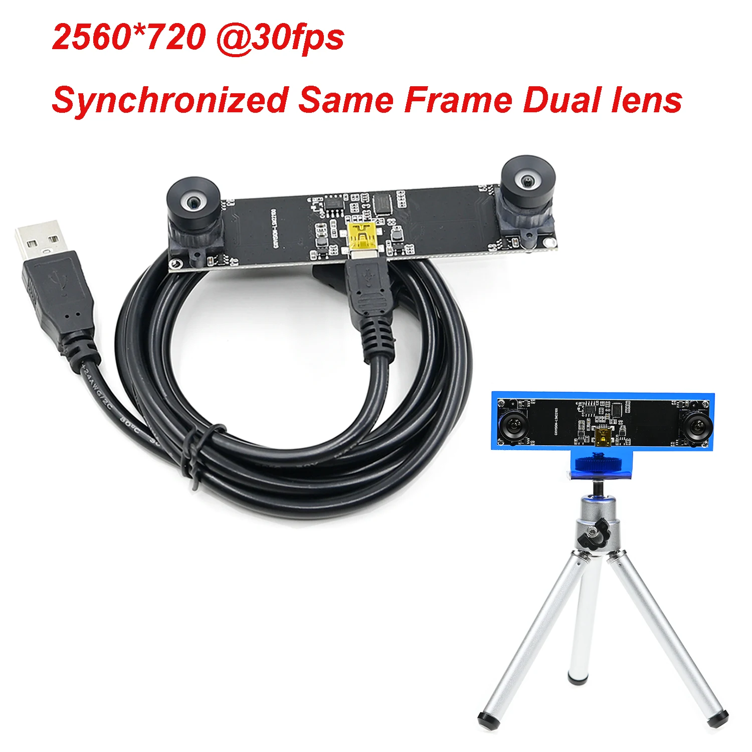 Moduł kamery 3D Stereo VR z synchronizacją tej samej ramki Podwójny obiektyw Kamera internetowa USB 2560*720 30fps dla Windows Linux Android Raspberry Pi