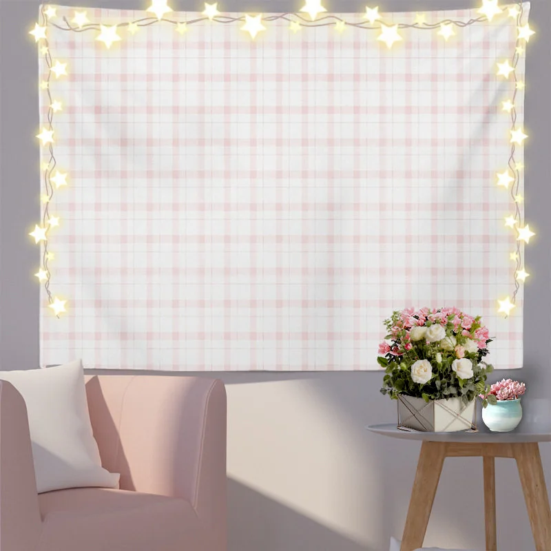 VIKAMA Pink Diamond Grid Wallpaper Wall Hanging, Sweet Ginger Grid Wallpaper Indoor Home Wall Decoration