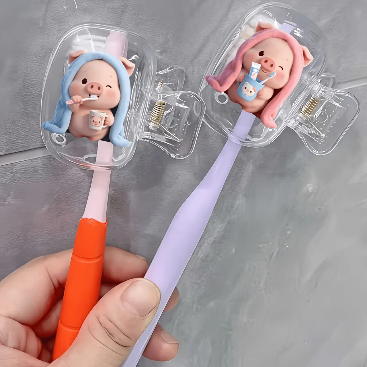 2pcs Little Pig Toothbrush Protective Cover Suitable for Home Organization Travel Essentials Cute Design Gift for Women and Girl