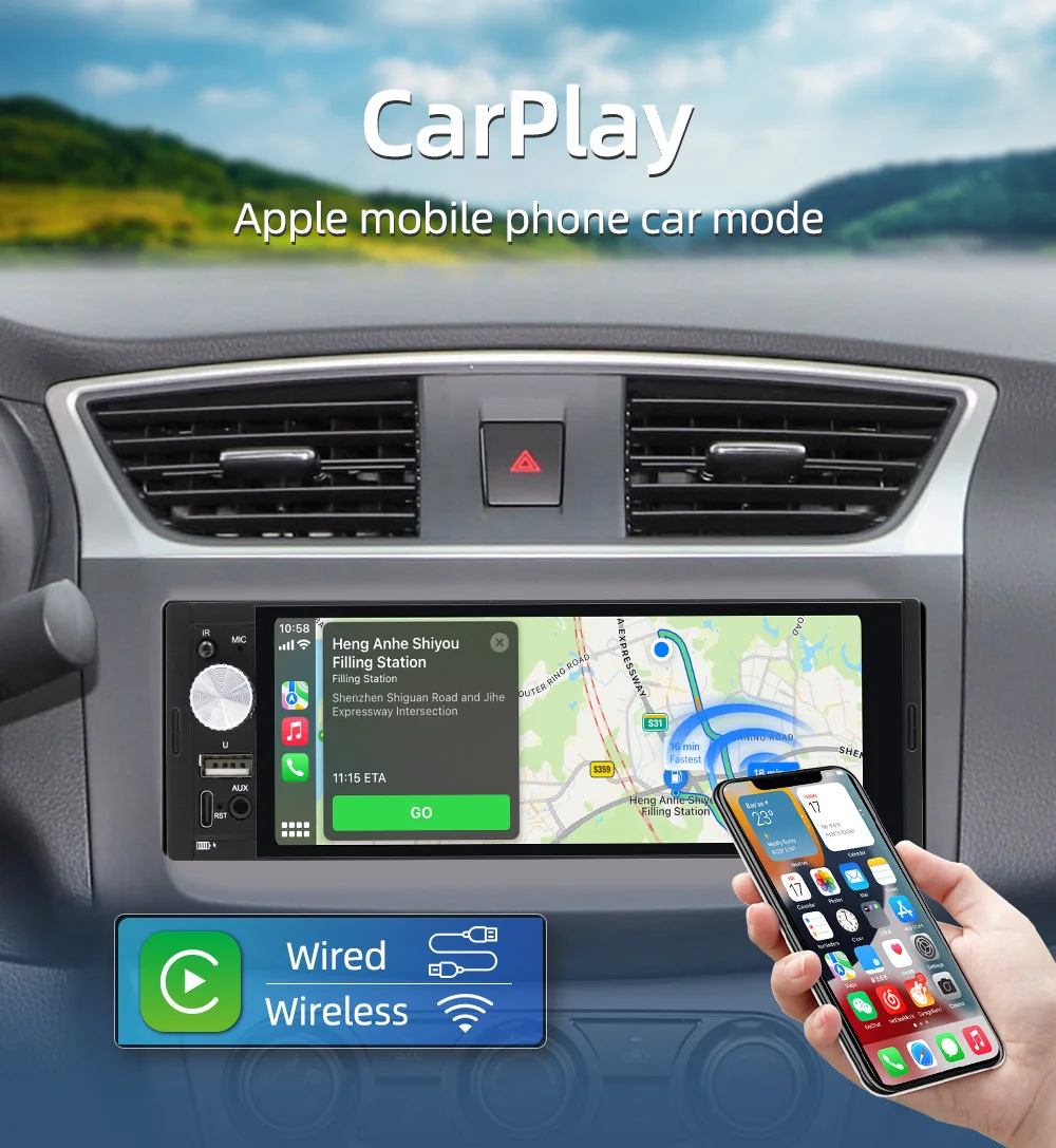 مشغل MP5 للسيارة BQCC ، F6031W ، IPS ، FM ، AUX ، ، USB ، راديو RDS ، Mirrorlink ، BT ، لاسلكي ، أندرويد ، تلقائي ، مشغل سيارة ، ستيريو سيارة #6