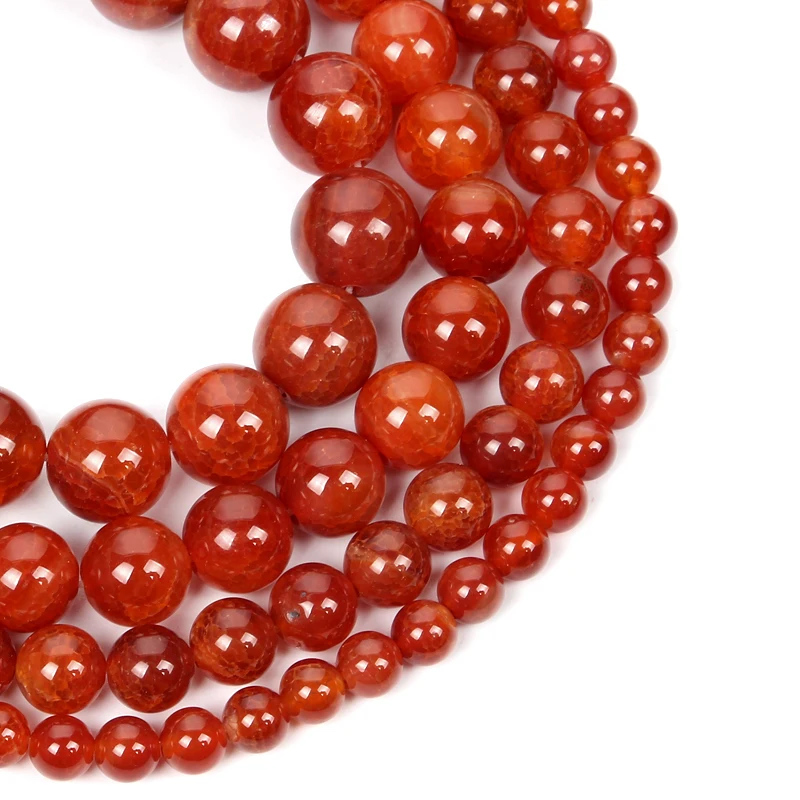 

Natural Stones Red Round Gem Loose Beads For jewelry Making DIY For Needlework Beads Strand 4-12MM