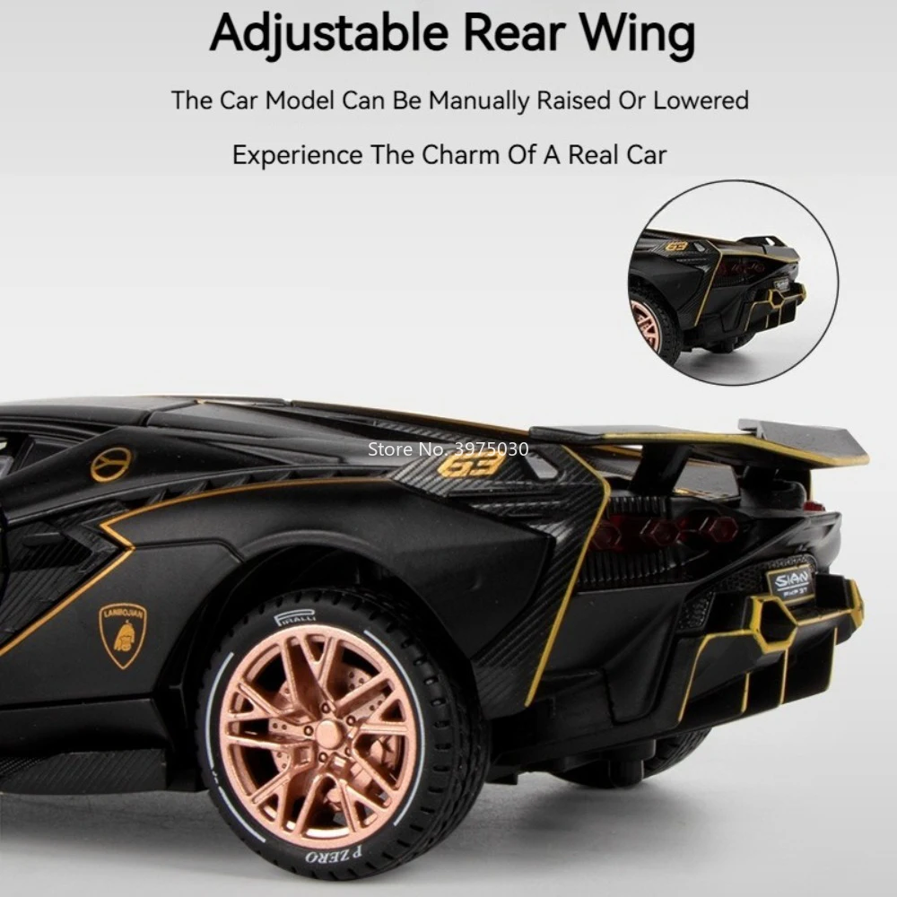 1:24 modelos lambor sian carros brinquedos em miniatura liga diecast pneus de borracha carro esportivo roda puxar para trás veículos crianças presentes perfeitos