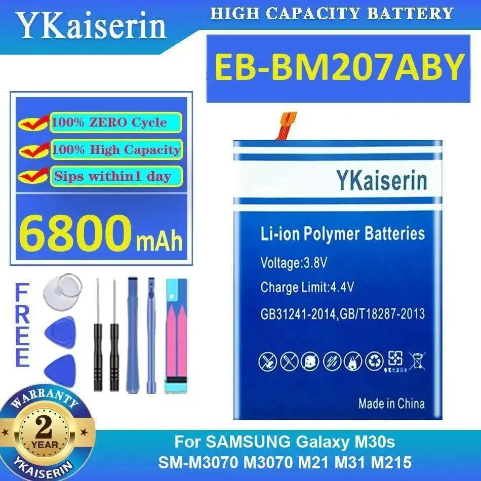 

Легкий аккумулятор для мобильного телефона EB-BM207ABY, стабильный, 6800 мАч для Samsung Galaxy M30s SM-M3070 M3070 M21 M31 M215