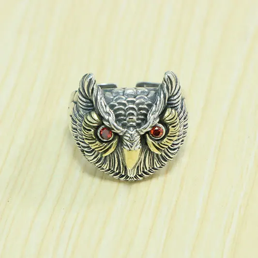 

Silver Owl Ring for Men Pure Silver 925 Japanese and Korean trendsetters with a retro and domineering personality. Open Eagle He