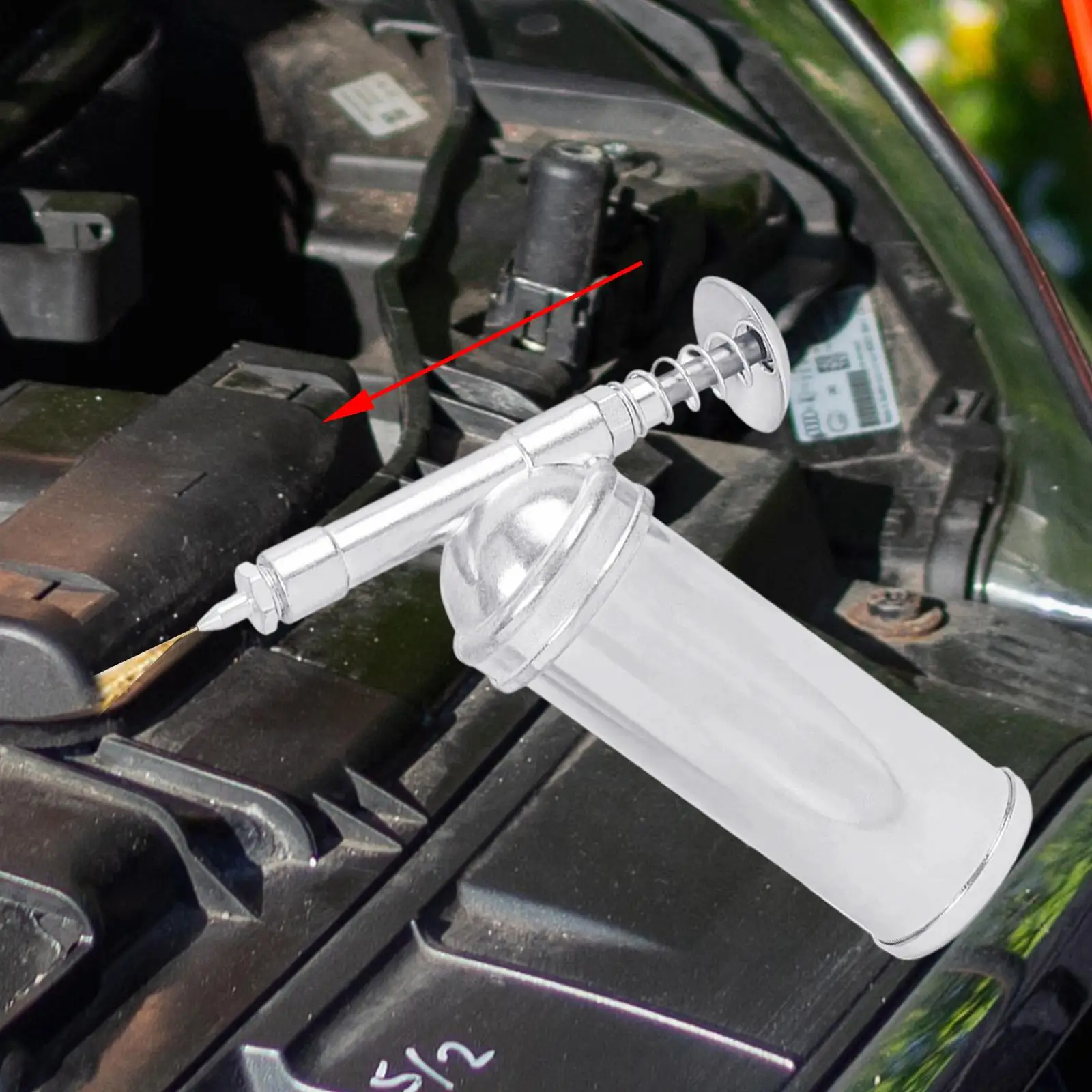 Mini Tool, Sturdy, Multipurpose Small Compact Universal 85cc for Most Vehicles Manual Lubricant Dispenser Push Type Nozzle