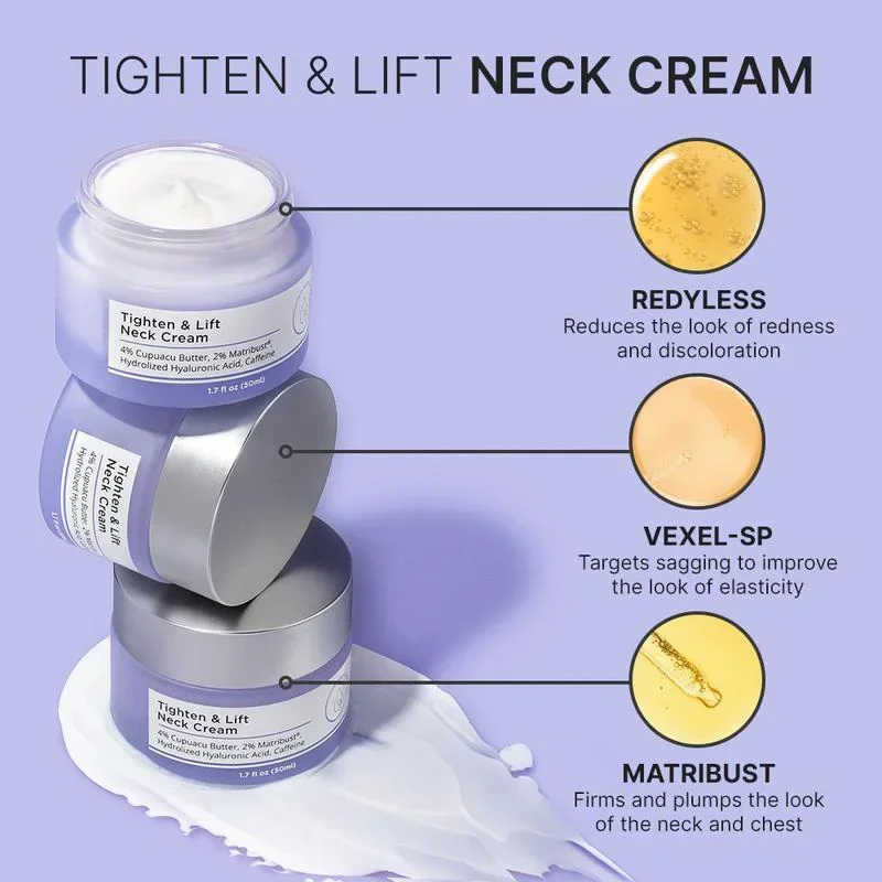 New 2024 Neck Cream Face Lifting Firming Lightening Smoothing Care Lotion Moisturizer Neck Rejuvenation Cream 50ML