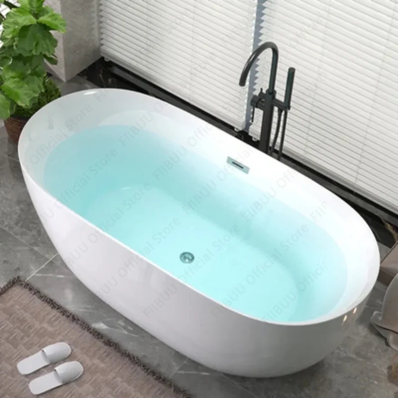 Acrylic Household Bathtub For Hotel And Guesthouse,Freestanding And Movable Tub,Seamless Small-sized Arc-shaped Bathroom Fixture