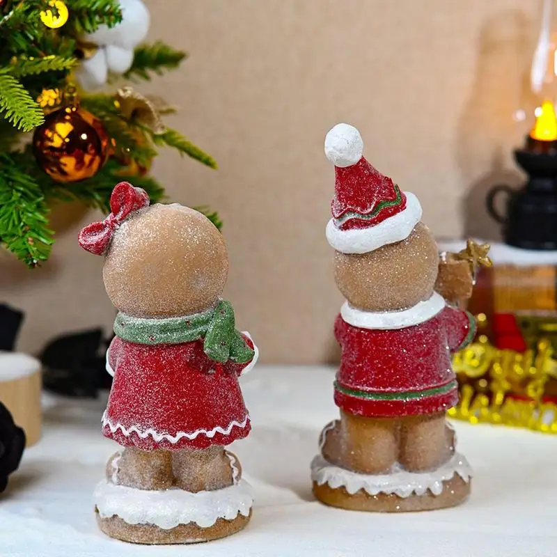 

Gingerbread Man Statue Resin Gingerbread Man Shape Figurine Ornament Small Christmas Sculpture For Boys Girls Gifts