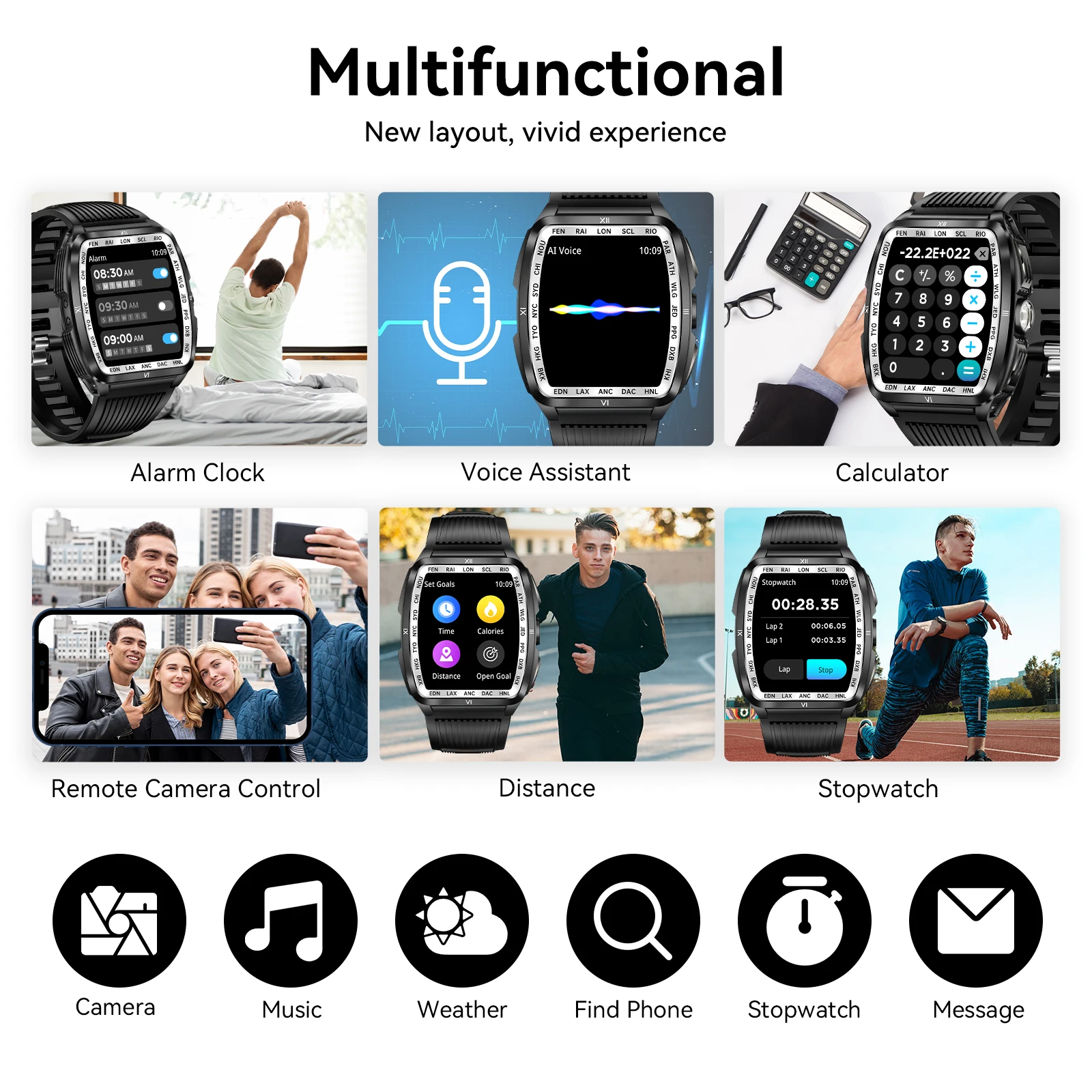 New EIGIIS KE7 Multifunctional Smart Watch for Men with LED Flashlight 1.8’’ Large Screen Outdoor Smartwatch 5ATM Waterproof