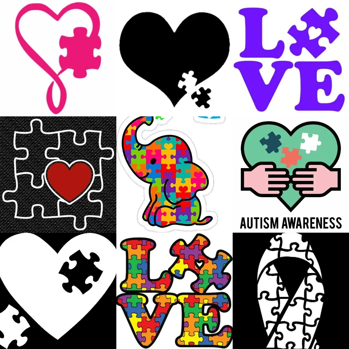 

Love Autism Awareness Emblem Color Puzzle Creative PVC Sticker for Decorate Motorcycle Van Wall Room Bicycle Decal Accessories