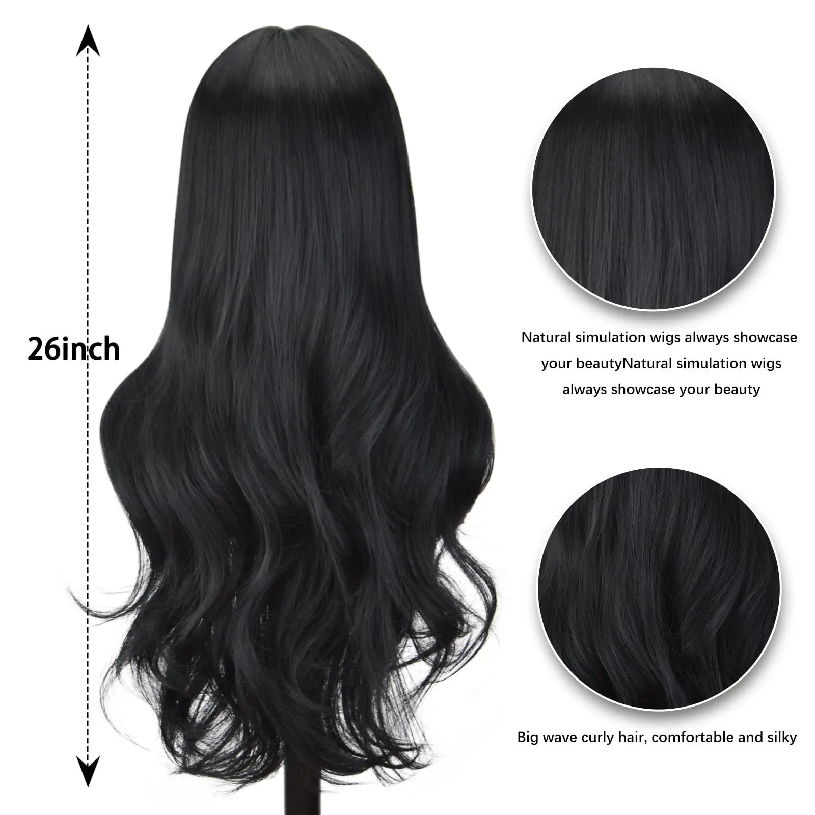 باروكة صناعية مجعدة سوداء جديدة لحفلات المهرجانات، أزياء الهالوين التنكرية، الاستخدام اليومي، إكسسوار شعر عالي الحرارة #2