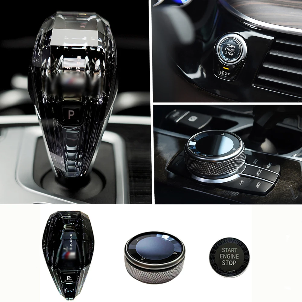 Crystal 3-Piece Set Gear Shift Knob Volume Button for BMW f30 f10 f11 f31 f15 f22 f16 g30 G32 g01 F10Car Interior Accessories